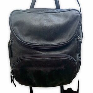 Osgoode Marley Soft  Black Pebble Patina Leather RFID Backpack Organizer